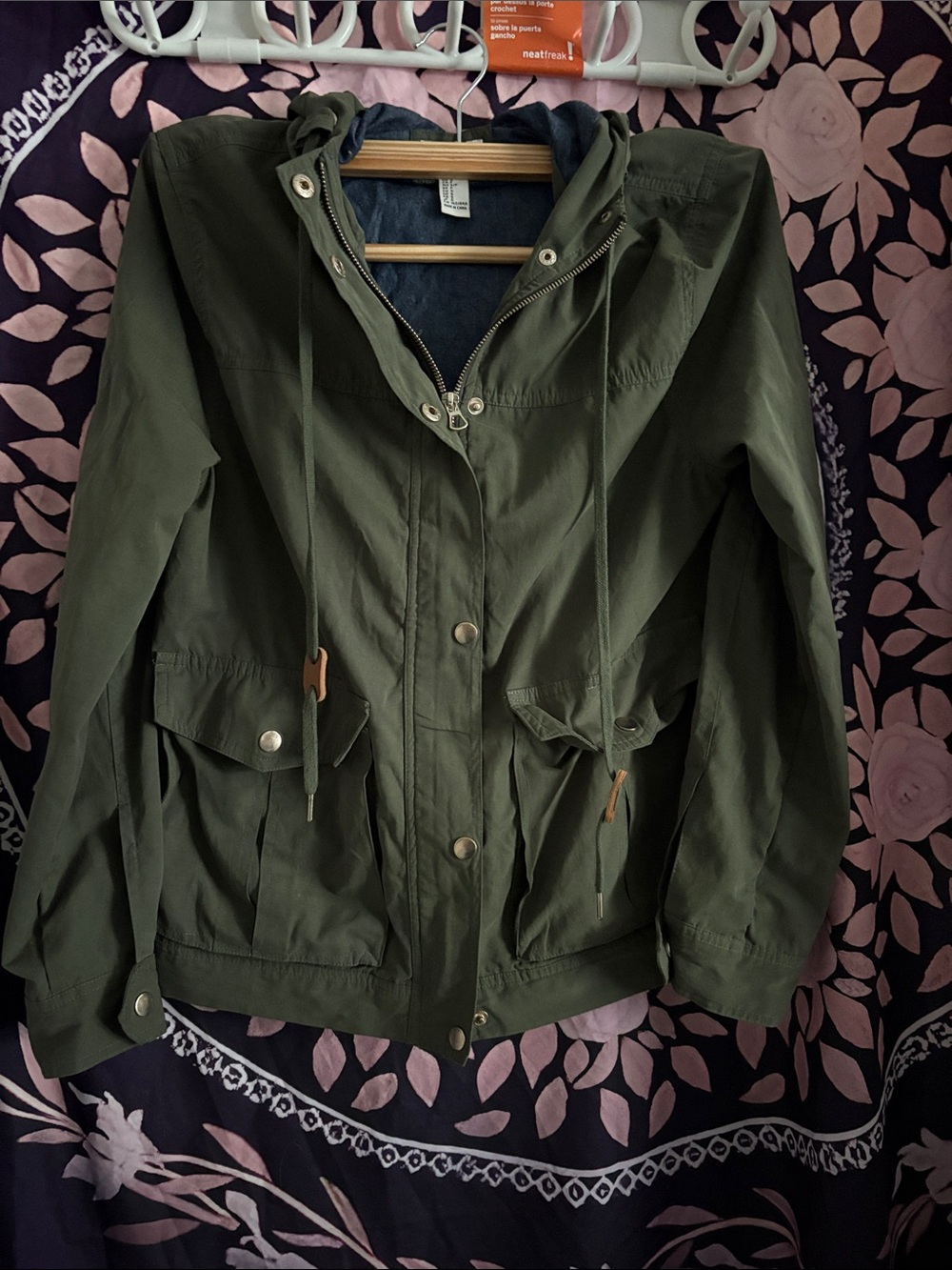 Forever 21 Olive Hooded Utility Jacket